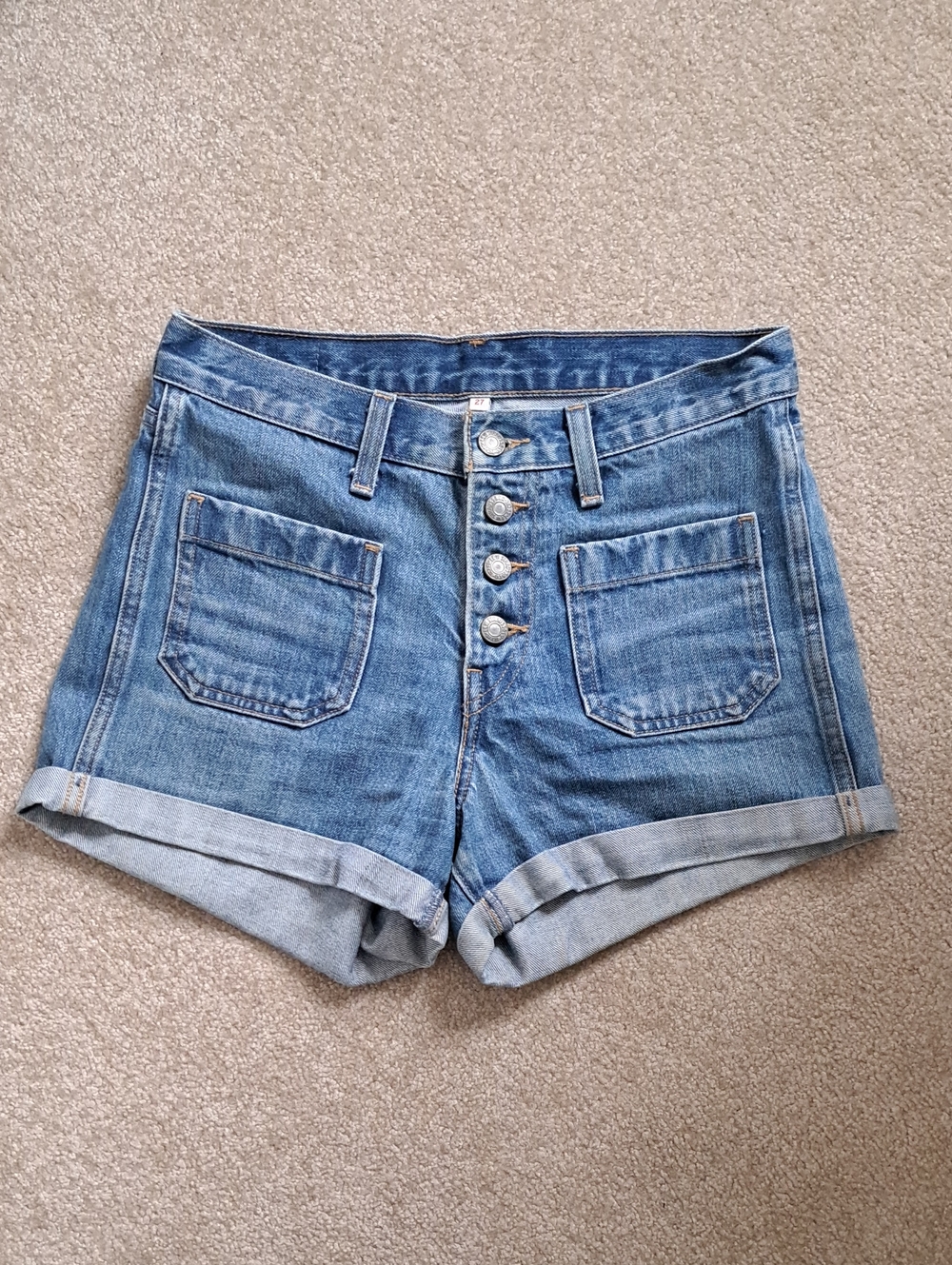 Levis Button Fly Blue Denim Shorts